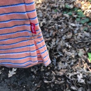 IZOD Orange Blue & White Striped Short Sleeves Polo Shirt Men’s S